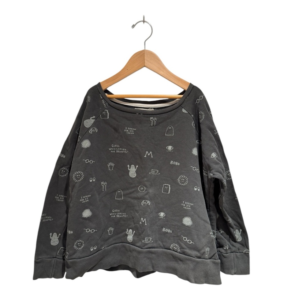 Bobo Choses Rare Print Charcoal Boxy Sweatshirt - size 8-9